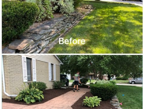 Before and after of hardscape installation by J & J Landscaping, LLC in Metro Detroit, MI
