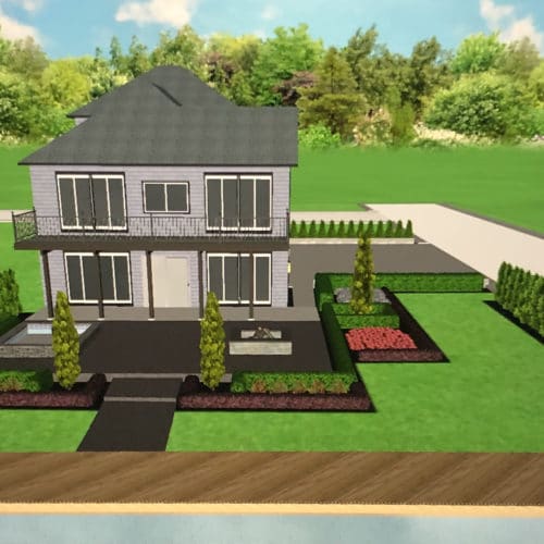 3D rendering of landscape to be constructed by J & J Landscaping, LLC